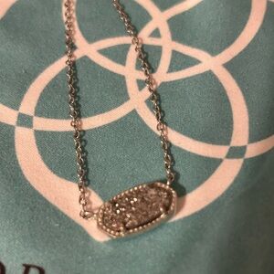 Kendra Scott Elisa Silver Pendant Necklace in Platinum Drusy